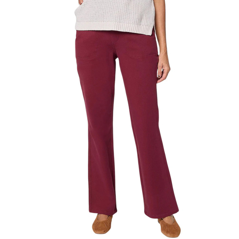 Quacker Factory Women's Flat Waistband Bootcut Jeans Wine - Regular
